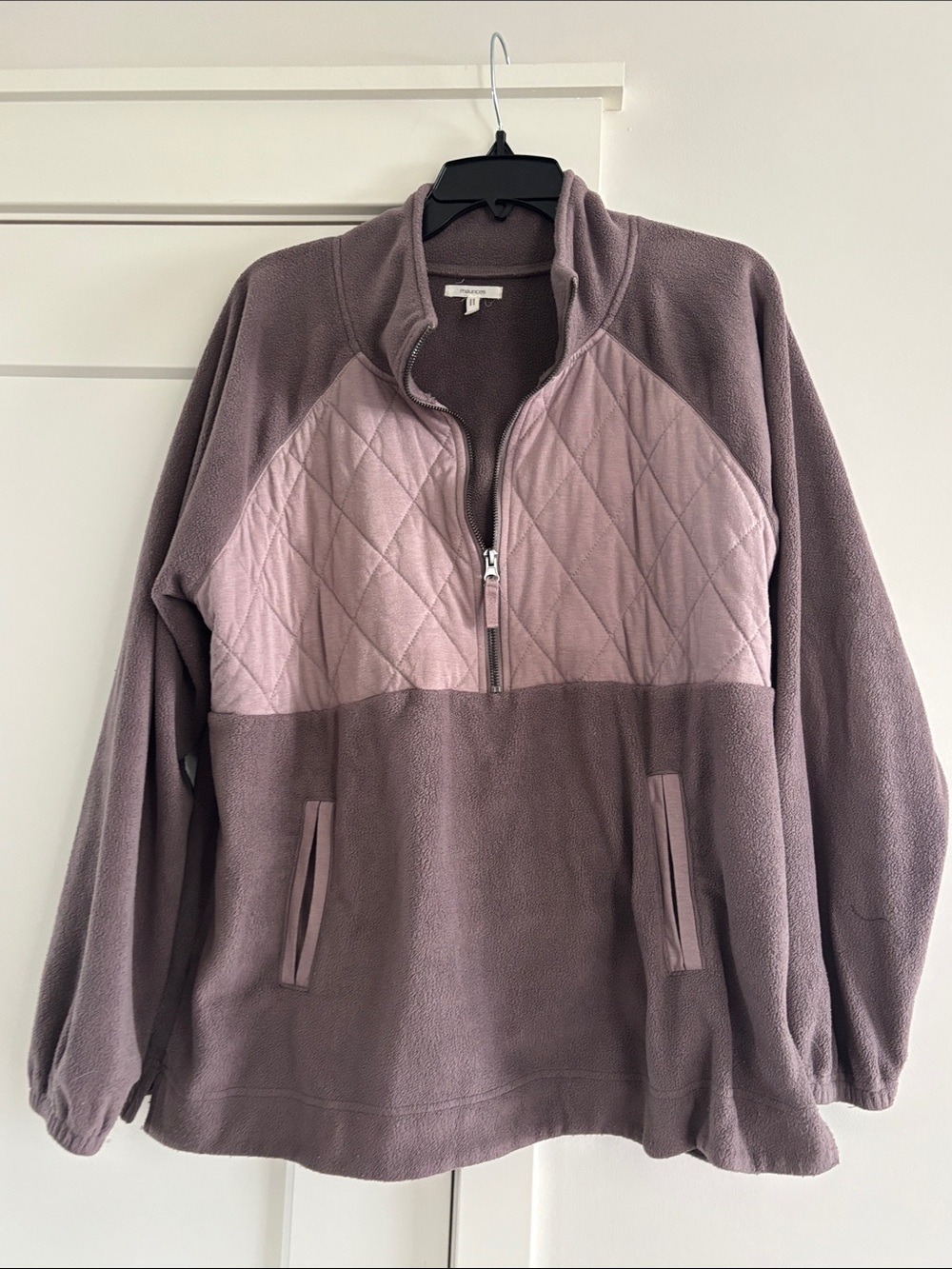 Maurices Quilted Panel Half-Zip Fleece Pullover - Dusty Mauve